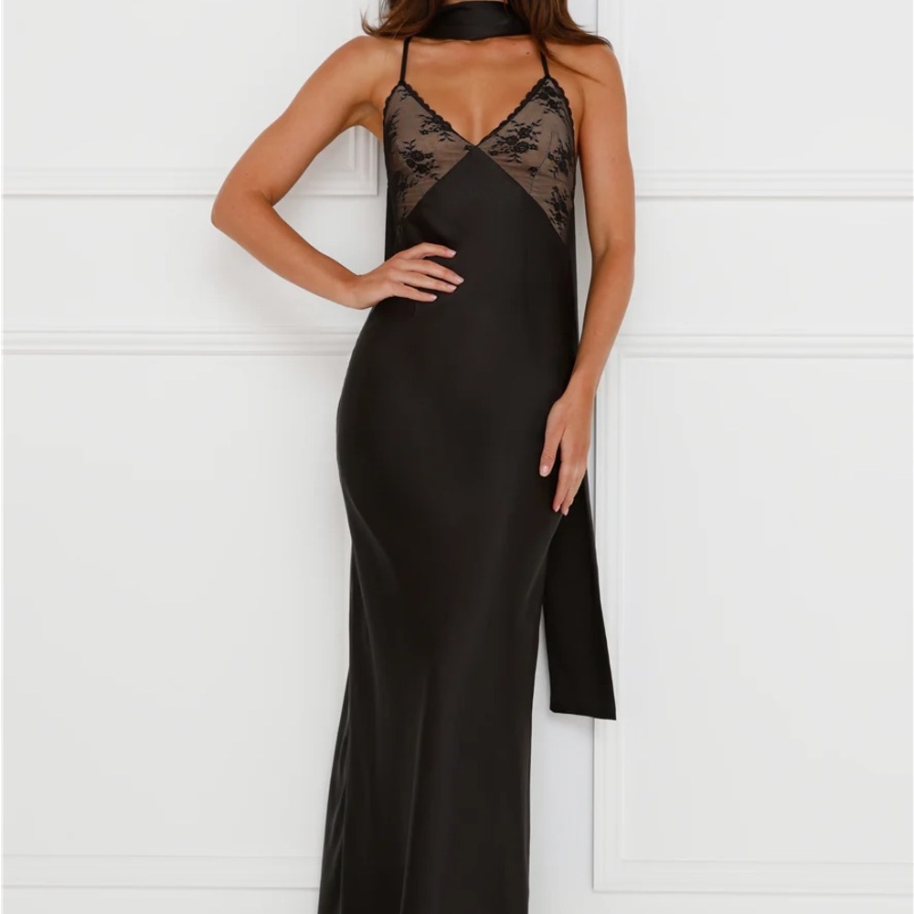 Runaway The Label Nadalia Midi Black Dress with Scarf - Brand New With Tags